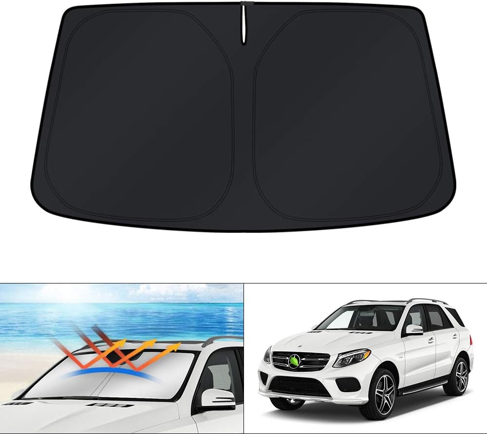 KUST Windshield Sun Shade for Mercedes-Benz GLE-Class 2012-2019(Not Fit for GLE Coupe) Custom Fit Sunshade Foldable Sun Visor Protector Blocks UV Rays Keep Your Car Cooler