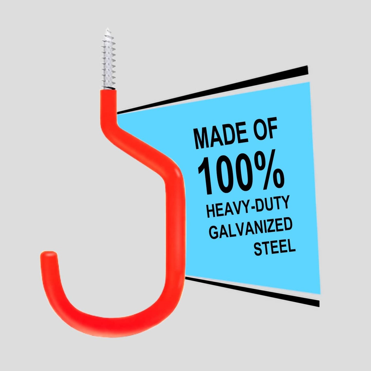 SMARTOLOGY Bike Storage Hook, Bike Hanger, Rubber Coated Heavy Duty Large Screw in Ceiling Hooks for Garage Wall, 4 Pack, Fits All Bike Types, Bike Racks & Stands