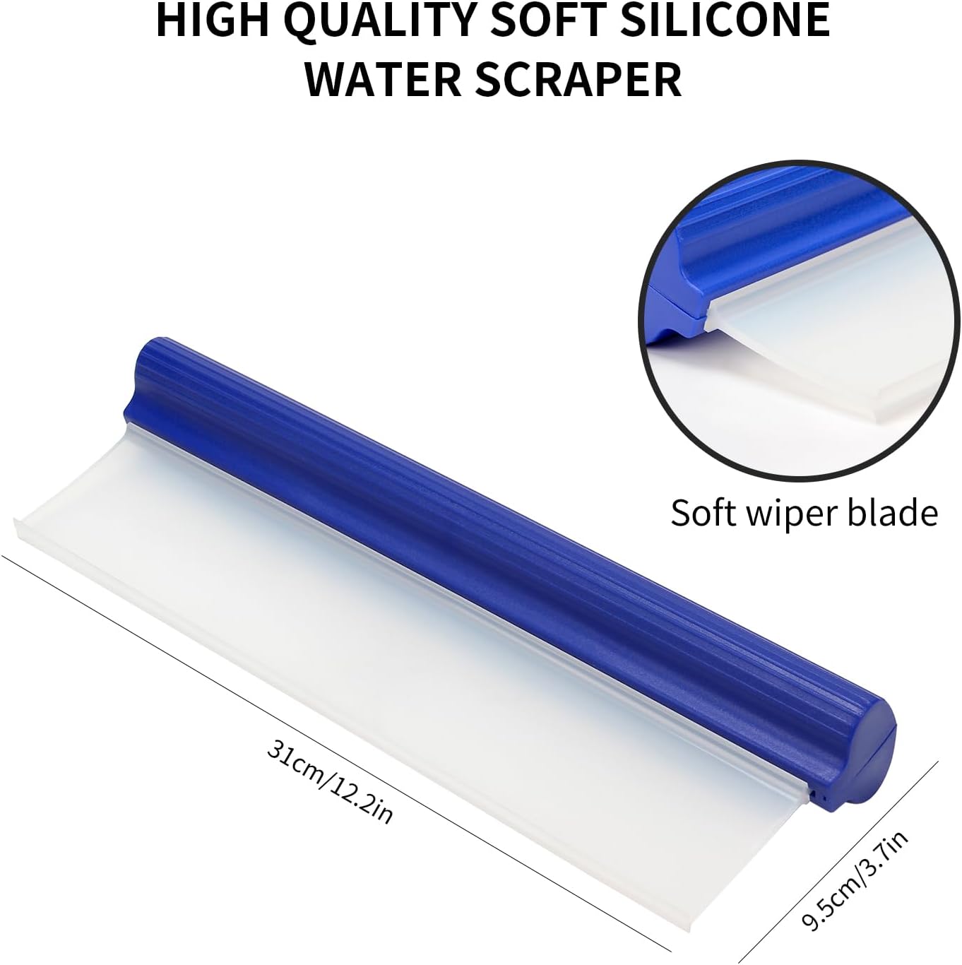 2 Pack 12inch car Squeegee,Silicone Squeegee,car Window Squeegee,Flexible T-Bar Water Blade for Car for Car Or Home Use,Washing,Wiping Glass, Mirror,Shower Doors,Blue