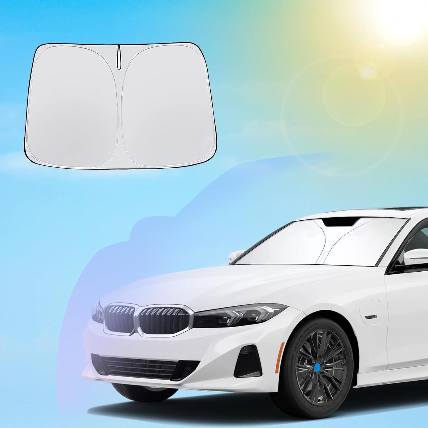 SXCY for 2020-2023 2024 BMW 3 Series Windshield Sunshade 2022-2024 3 Series 330i M340i Accessories 2023 2024 3 Series Sun Shade Foldable Sun Shield for 2024 BMW 3 Series Sun Protector, Silver