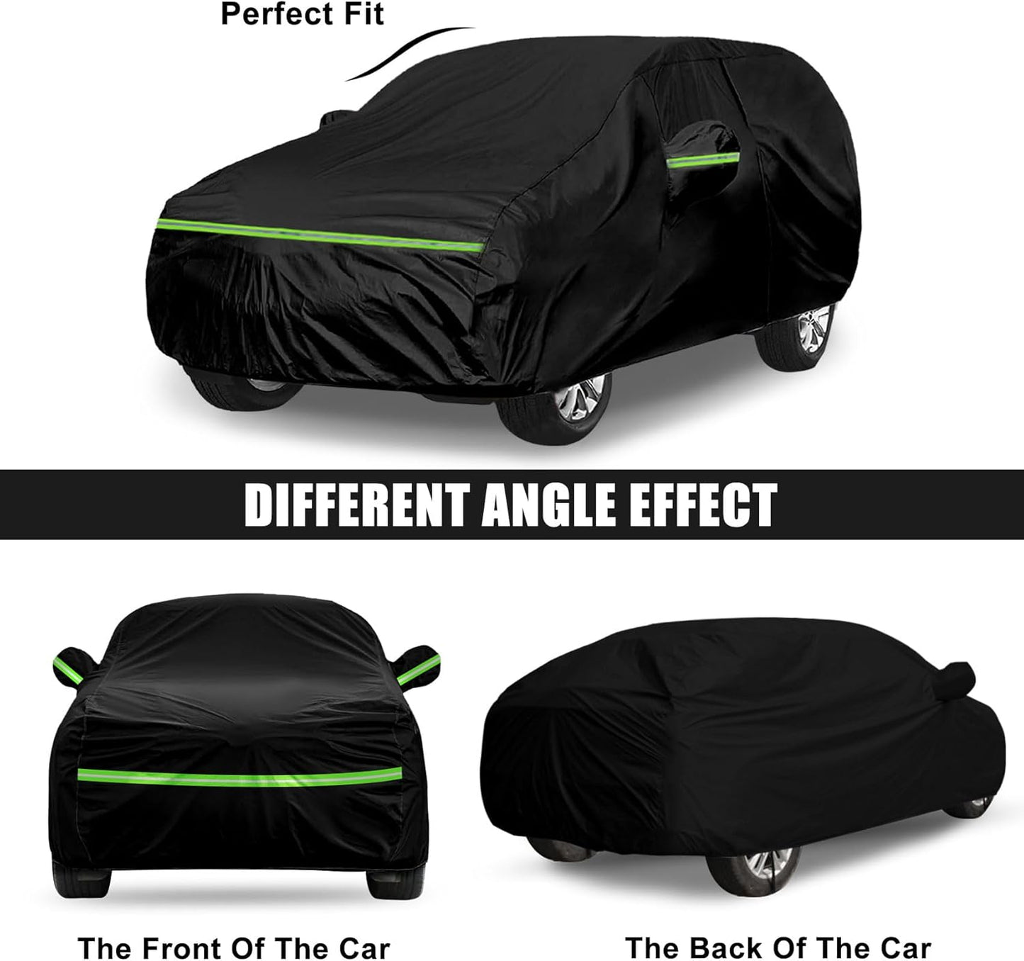 Waterproof Car Cover Compatible with Toyota Sequoia 2001-2025, Black 210T All Weather Inside Cotton Cover with Door Zippers for Snow Rain Dust Outdoor Protection