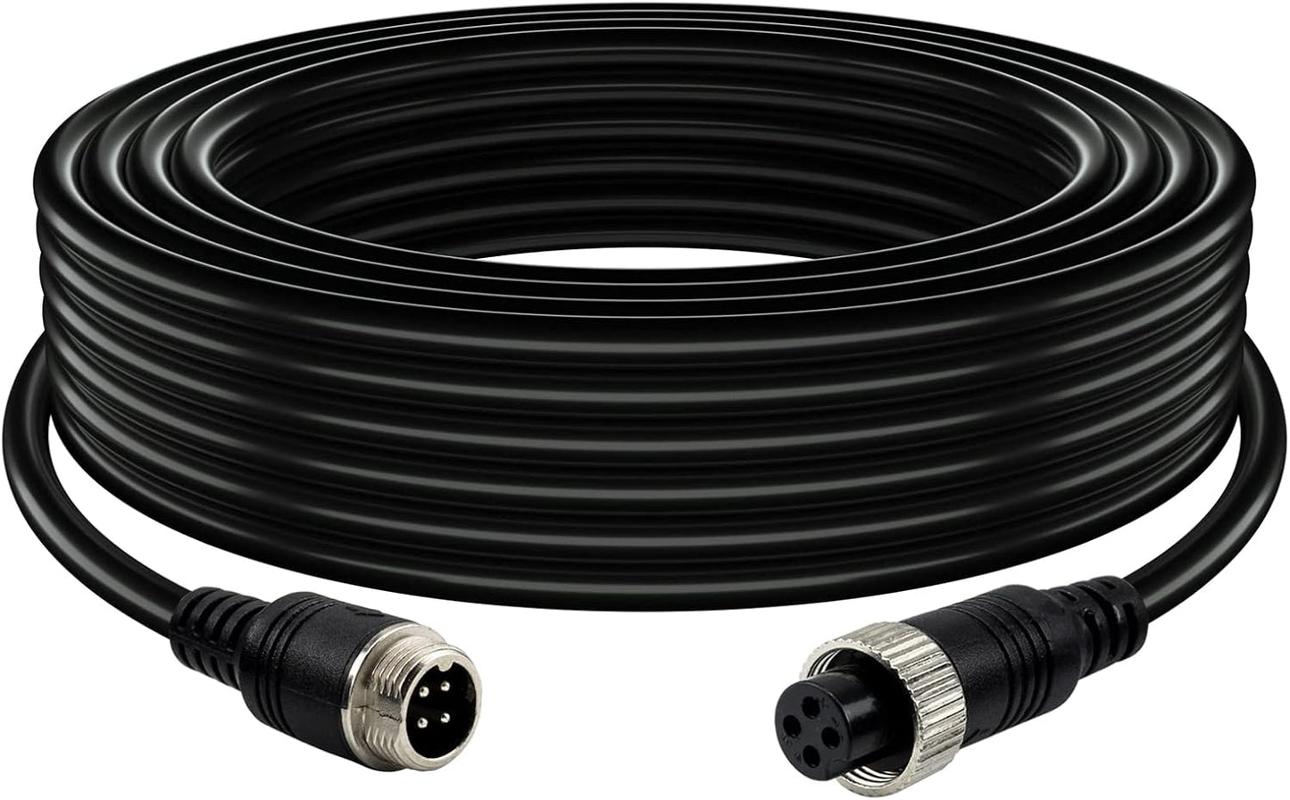 50FT Car 4-Pin Aviation Video Extension Cable，15m Car Video Extension Cable for CCTV Rearview Camera Truck Trailer Camper Bus Motorhome Vehicle Backup Monitor Waterproof Shockproof System