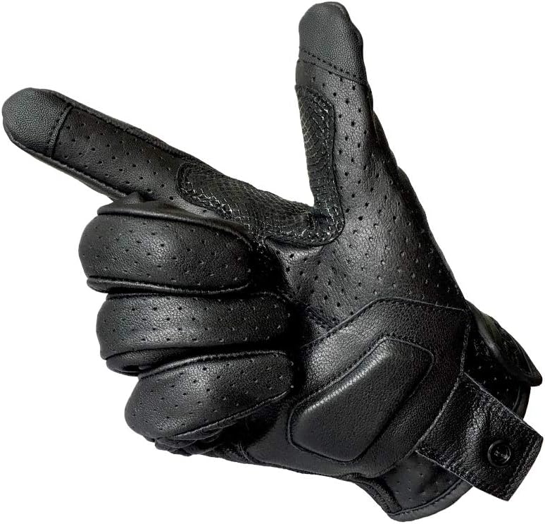 Updated Breathable Leather Motorcycle Gloves with Knuckle Armored Motorbike Gloves for Men (Updated,Perforated, XL)