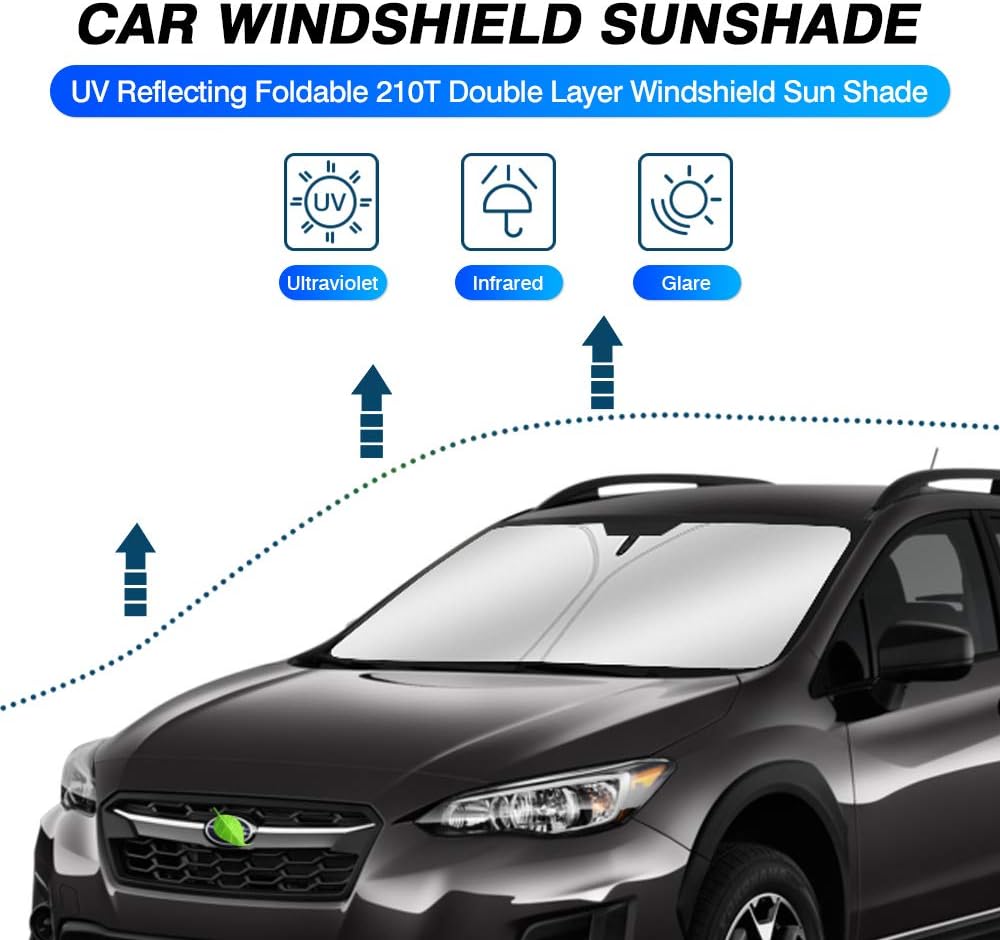 KUST Windshield Sun Shade for 2012-2017 Subaru Crosstrek/XV 2018-2023 Subaru Crosstrek Sunshade Foldable Sun Visor Protector Blocks UV Rays Keep Your Car Cooler