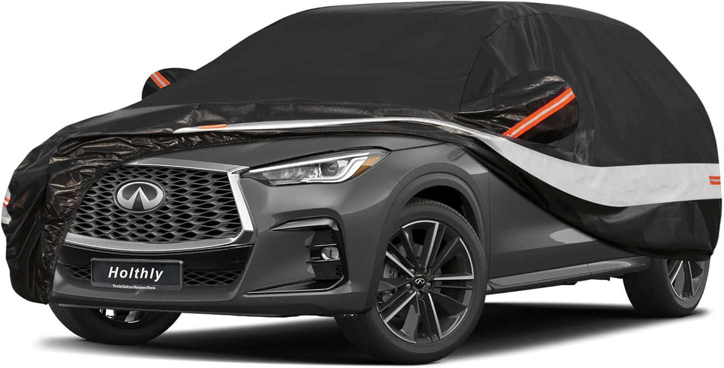 10 Layers SUV Car Cover Custom Fit for Infiniti QX50 QX55 (2021-2025), Waterproof All Weather for Automobiles, Outdoor Full Cover Sun Dust Rain Protection with Cotton. Black