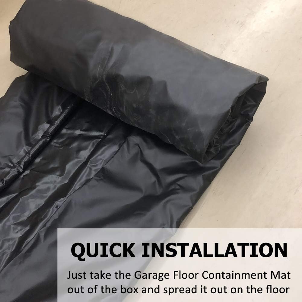 Garage Floor Mat for Under Car Oil Containment Mat for Snow, Mud, Rain - 7' 9" x 18', Black