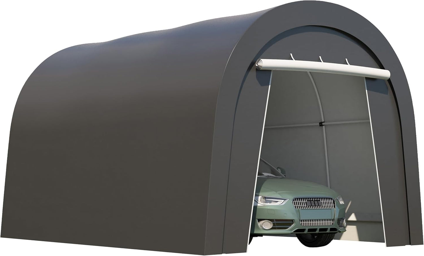 Kiss the Water Carport, Round Portable Garage, Steel Heavy Duty Carport with Ground Stakes, Tensioner and 2 Roll Up Windows PE Fabric Car Port, Garage, Storage Shed, Tent for Storage, SUV (10x15 Ft)