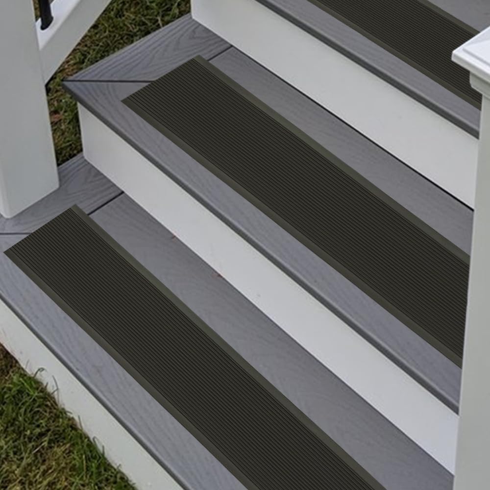 Rubber Bond 4x36in Anti Slip Stair Treads (15-Pack) - Waterproof Outdoor/Indoor Heavy Duty Non-Skid Tape for Stairs - Adhesive Rubber Grip Strips for Steps & Ramps - Black