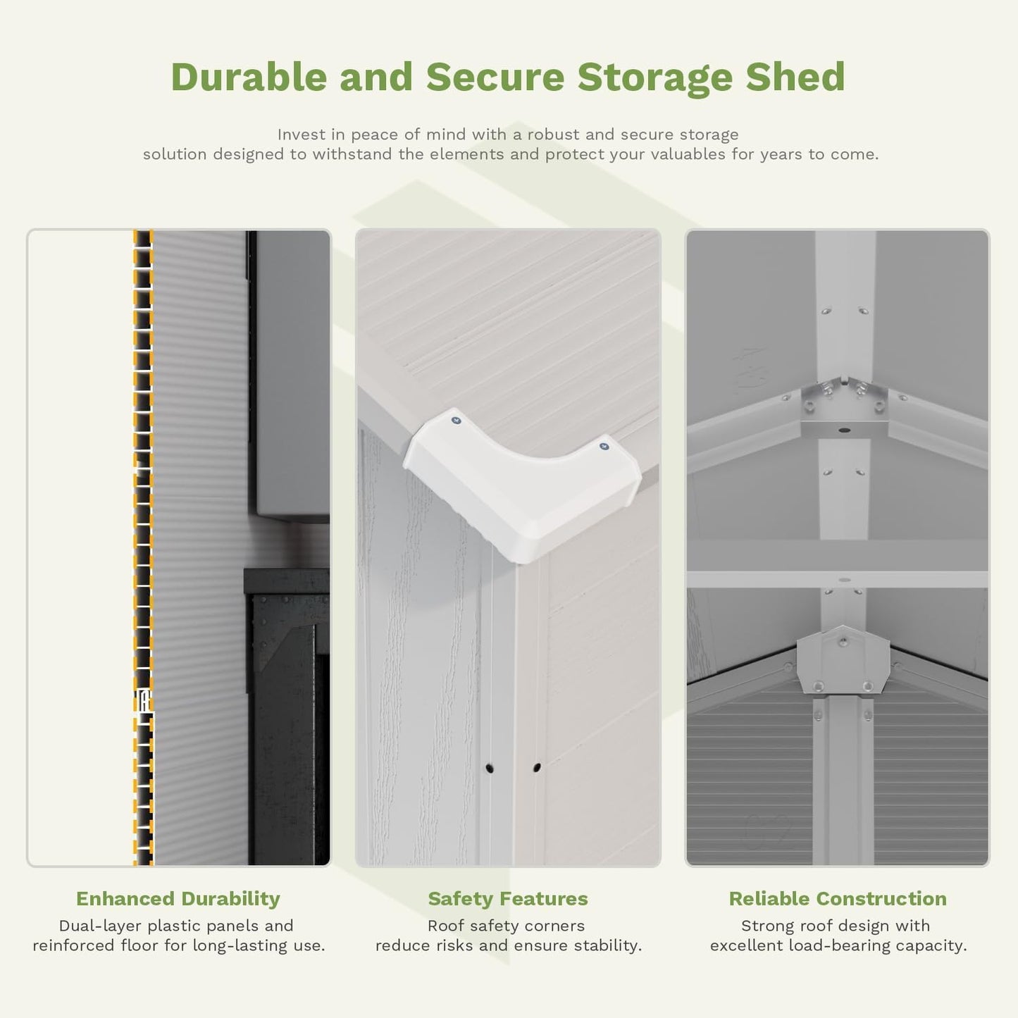Patiowell 6x6 FT Outdoor Storage Shed with Floor - Resin Tool Shed with Lockable Door & 2 Windows, Easy Assembly for Garden, Backyard, Lawn Equipment, Light Grey