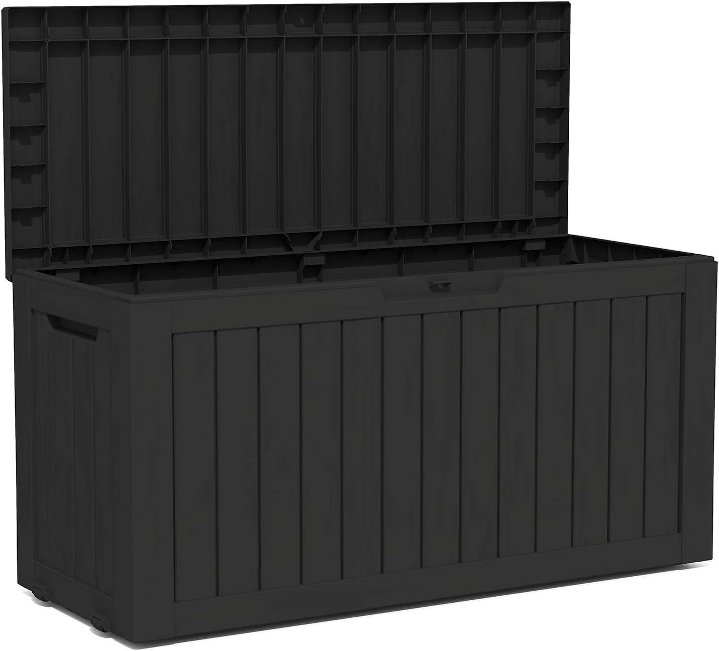 90 Gallon Lockable Resin Deck Box with Wheels, Waterproof & UV-Resistant Outdoor Storage Box for Outdoor Cushion Storage, Garden Tools & Pool Accessories Storage, Black