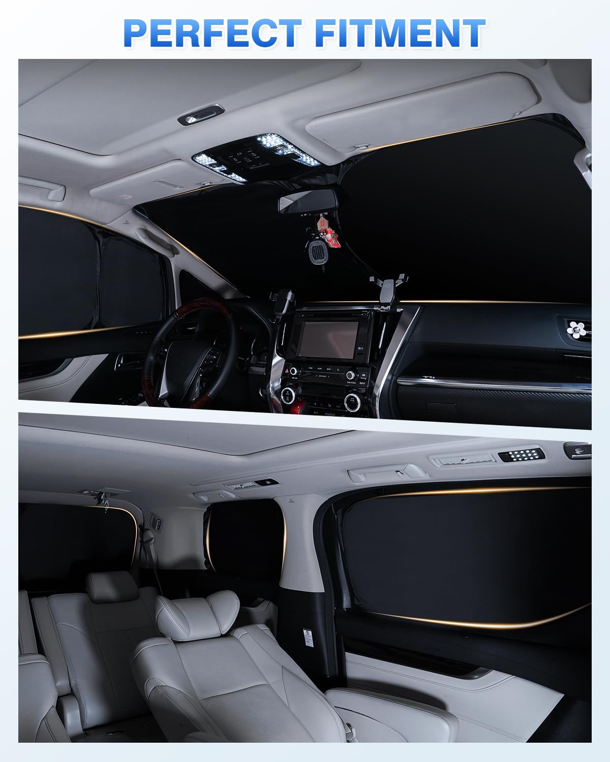 Windshield Sun Shade for 2020-2025 2026 Toyota Highlander Accessories Side Rear Window Shade Cover Set Window Sun Visor Privacy for Camping Keep Vehicle Cool Black 8PCS