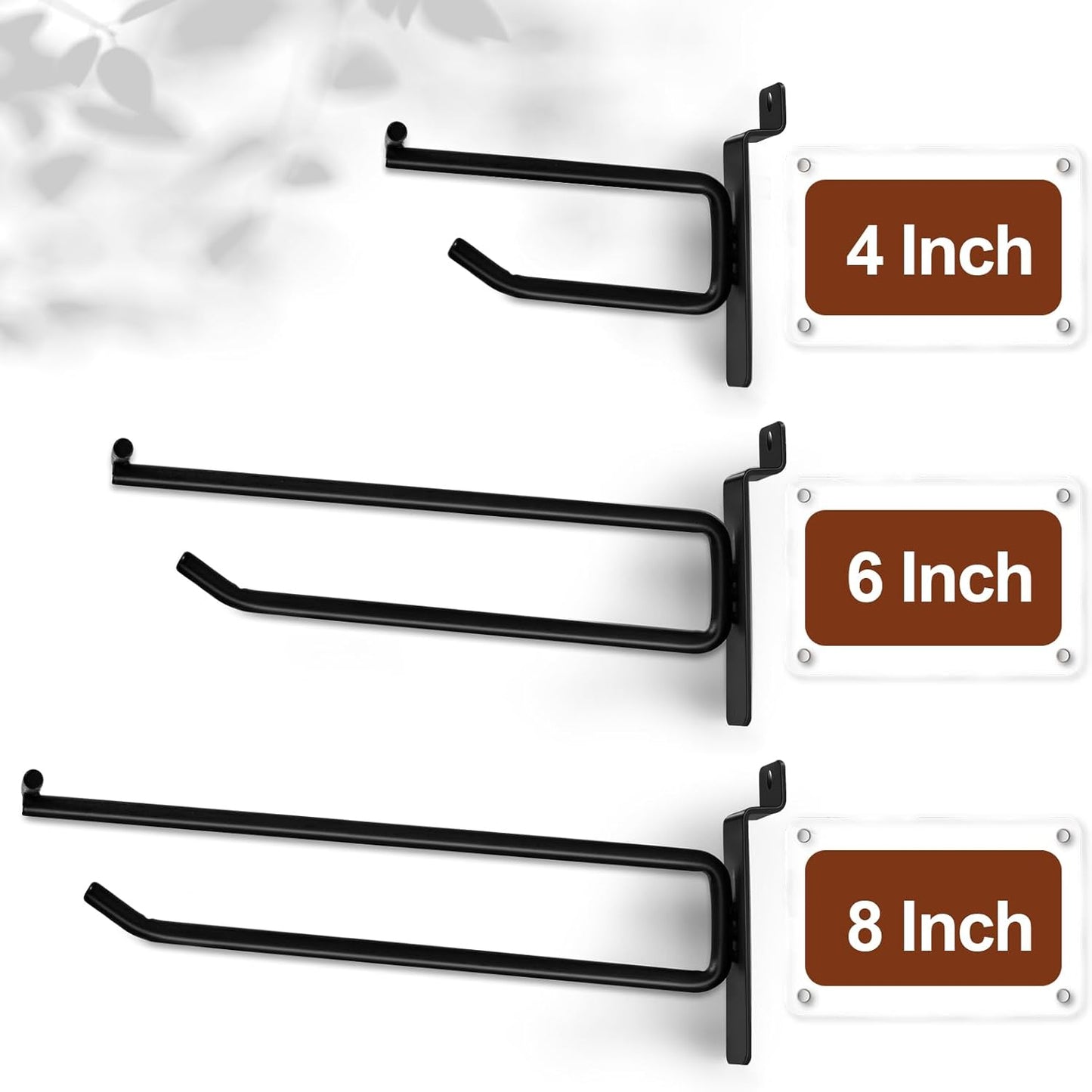 Polmart Heavy Duty Black Slatwall Panel Double-Bar Hooks - 50 Pack (8-inch)
