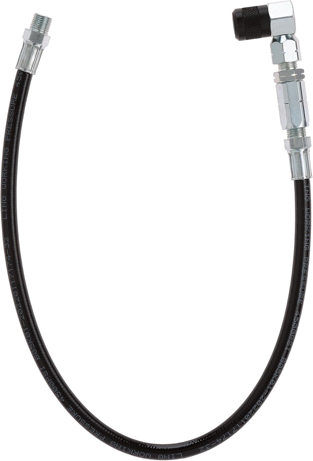 Slippery Pete 90 Degree Grease Gun Coupler - 18 Inch Flex Hose, Threaded Connection, Swivel Head, Grease Gun Fittings Compatible, 31mm Length Head for DIY Mechanics, Garage and Auto Mechanics