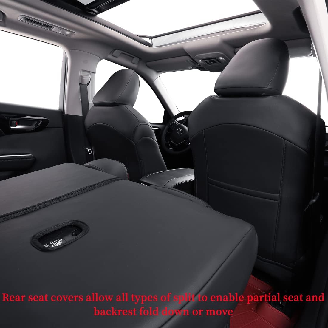 coverdream Custom Seat Covers Compatible with Select Toyota Camry Hybrid 2012 2013 2014 2015 2016 2017 Models - Leatherette (Black/Red,Full Set)