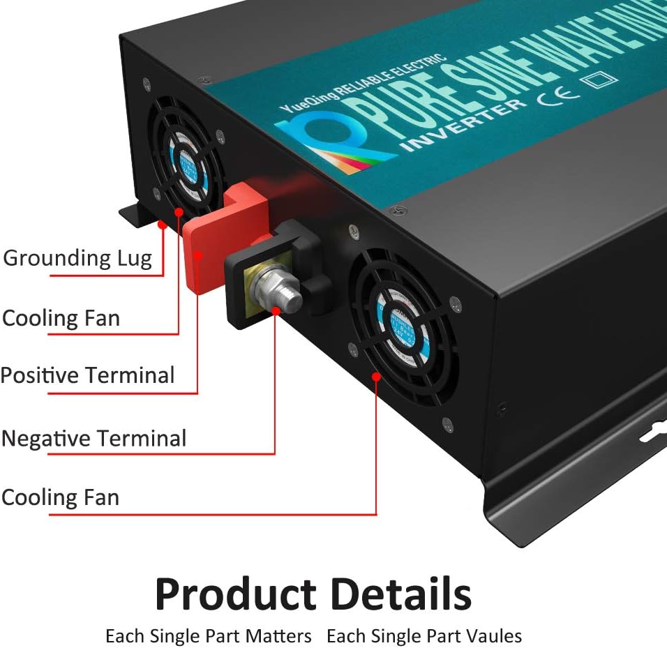 WZRELB Pure Sine Wave 5000W (10000W Surge) 24V Power Inverter DC to AC Power - Solar, RV, RBP-S500024