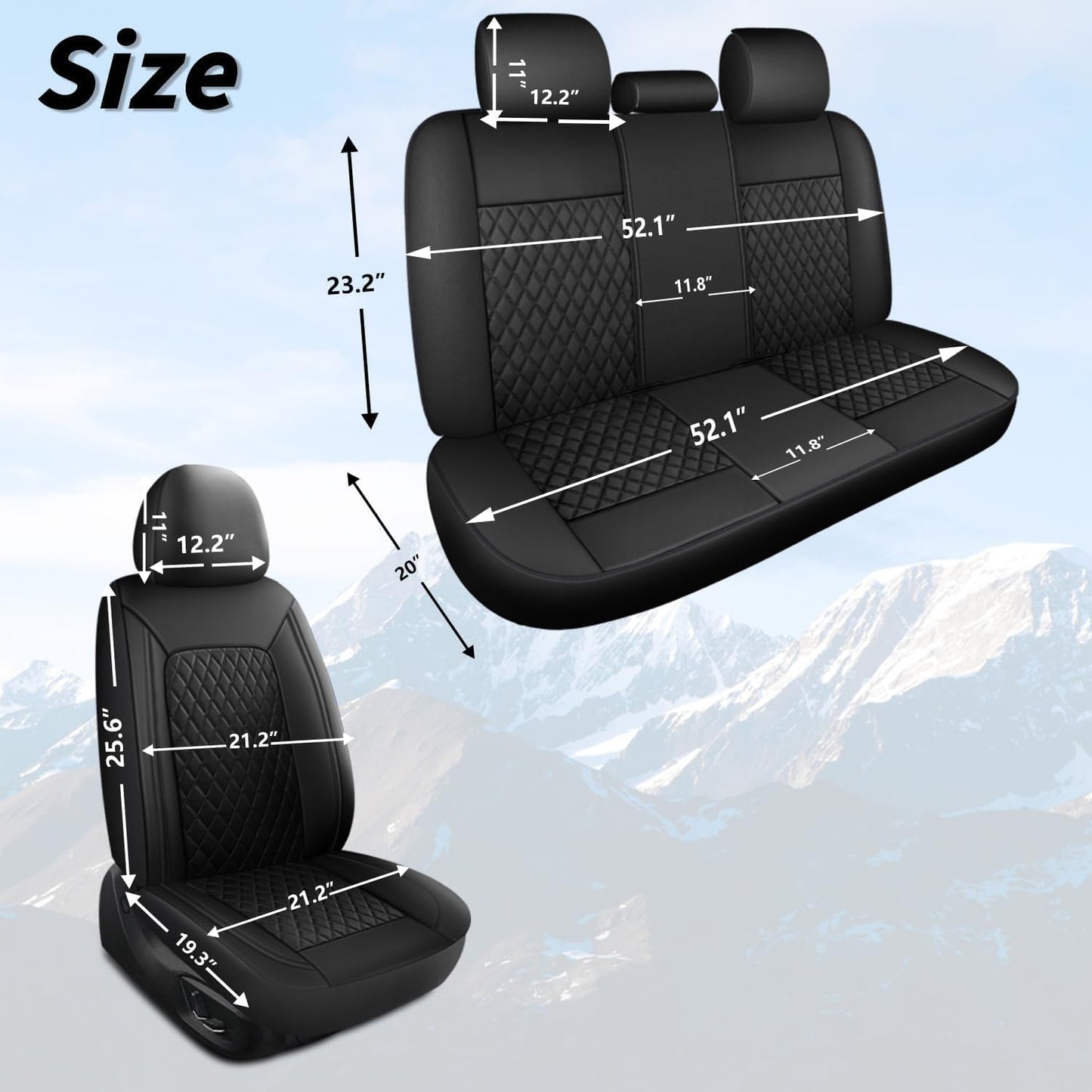 Leather Car Seat Covers,Breathable and Waterproof Seat Cover Full Set,PU Premium Universal Fit Automotive Airbag Compatible for Cars Sedans SUVs Vans and Trucks(Full Seat,Black,N1)