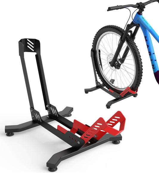 Bike Stand Floor, Portable Bike Rack for Garage 3.5" Wide Tire Indoor Bike Holder, Front and Rear Wheel Parking Rack Fit for 24"-29" Bike