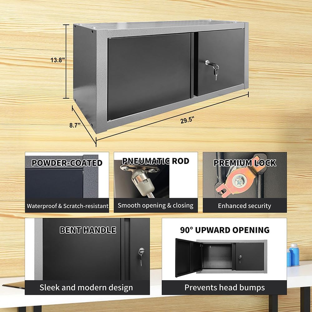 JZD Garage Workshop Storage Cabinet Set, Included Pegboard Back Panel, No Wall Mounting Needed, for Utility Room Pantry
