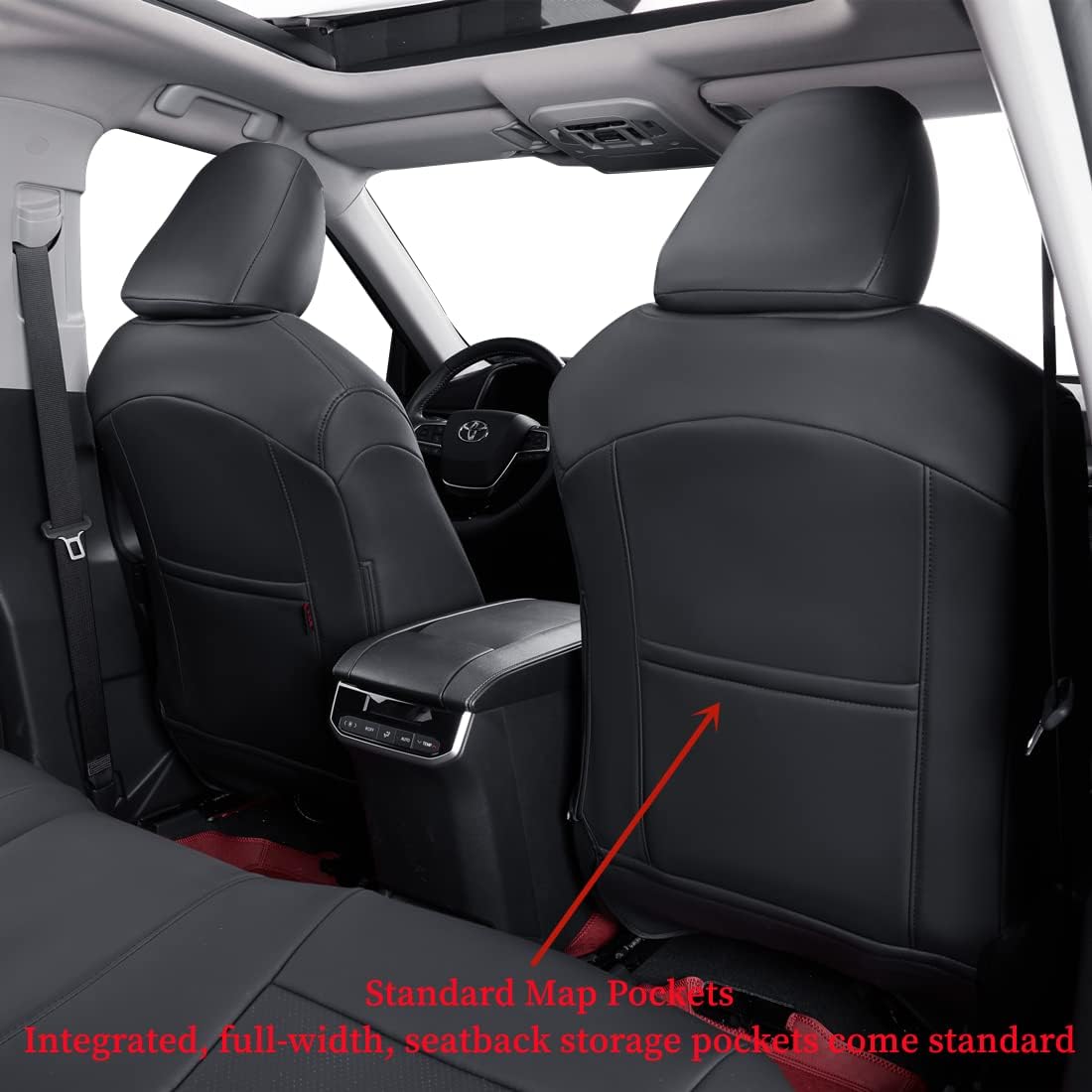 coverdream Custom Seat Covers Compatible with Select Toyota Camry XLE, XSE, XLE V6, XSE V6 2018 2019 2020 2021 2022 2023 Models - Leatherette (Black,Full Set)