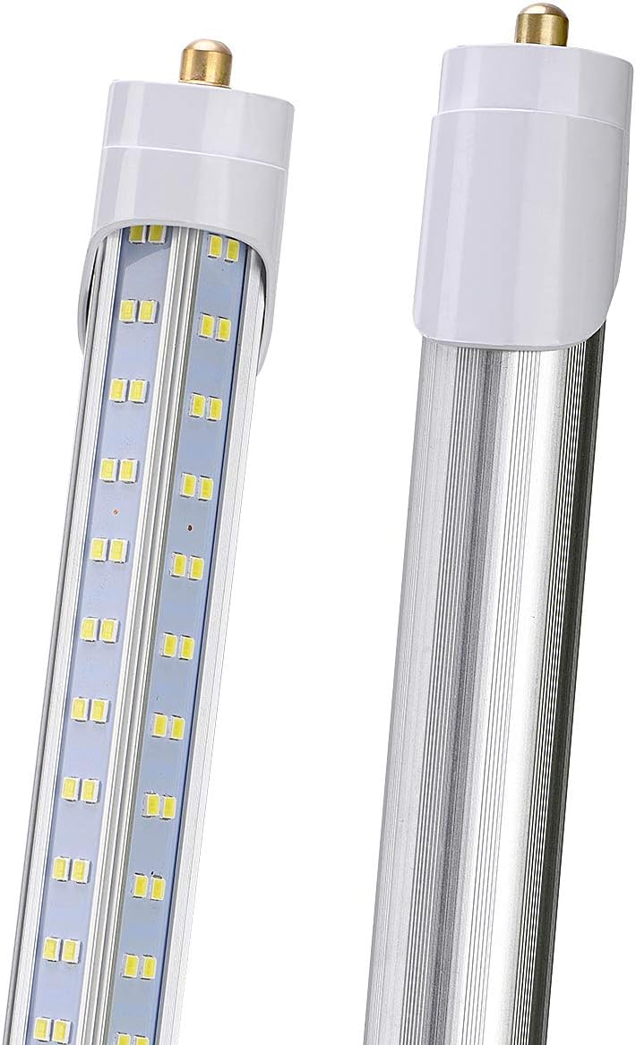 4 Pack, 120W 8ft Led Bulbs, 19500lm 6000k 8' Led Bulb, V Shaped Clear Cover T8 Led Tube Lights 8ft, T8 Led Bulbs 8 Foot, 8' Led Replacement for T8 T10 T12 F96t12 Fluorescent Tubes