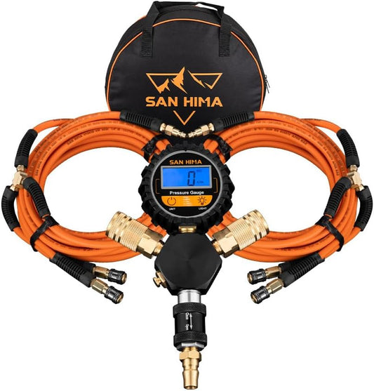SanHima 4 Tire Inflation Deflation System - Fits up to 200" Wheelbase, Fast High Flow 4-Way Air Down Tire Inflator Deflator for Truck Car Trailer Motocycle