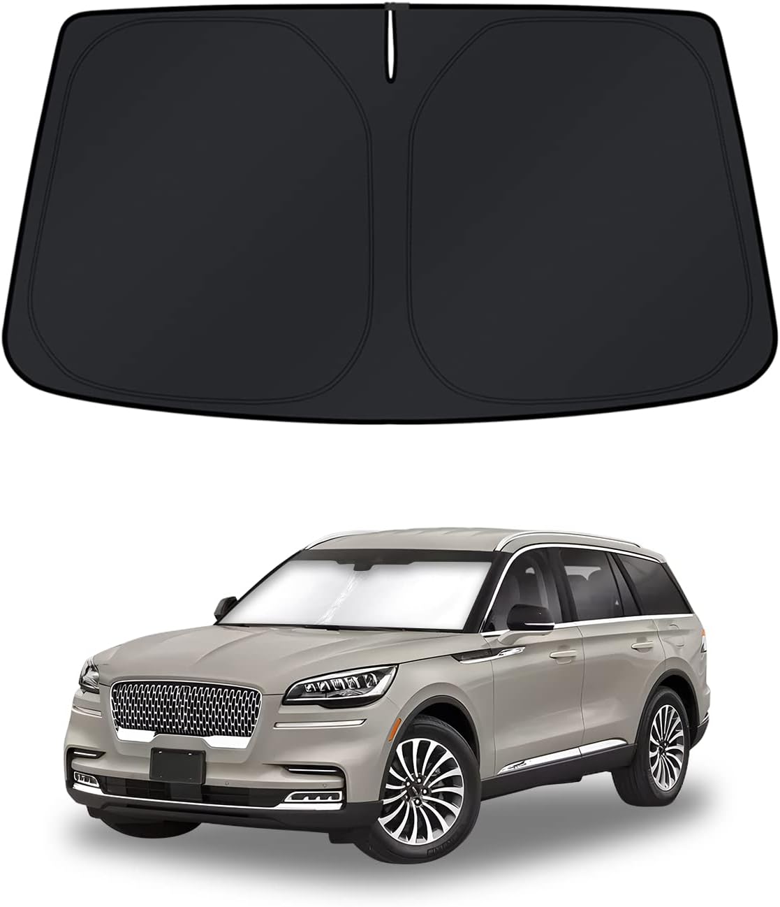 KUST Windshield Sun Shade for Lincoln Aviator Accessories 2020-2025 2026 Window Shade Sun Visor Cover Foldable Blocks UV Rays Keep Your Car Cooler