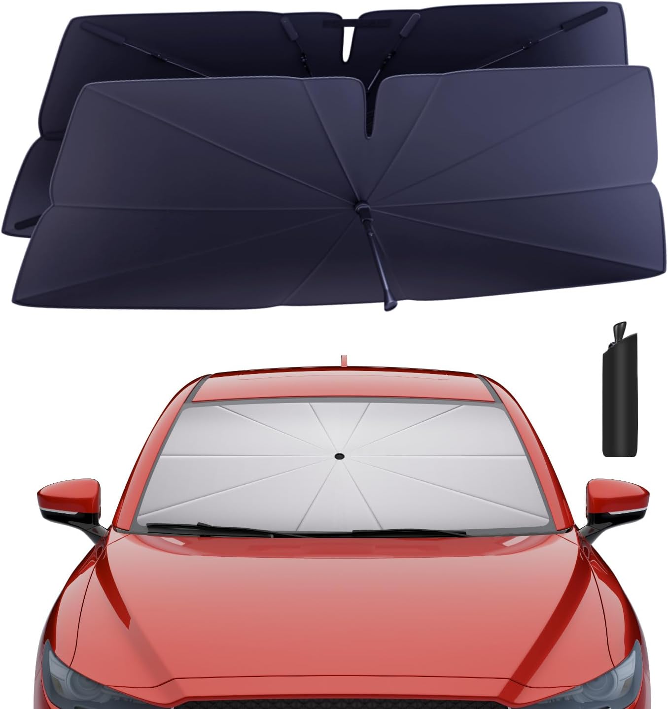 Windshield Sun Shade Umbrella: for Mazda CX-5-2017-2025 - Front Custom Car Window Shades - Double Thickened Foldable Mazda CX-5 Sunshades Block UV Keep Cool