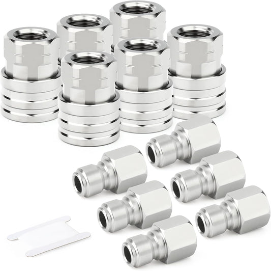 TAISHER 12PCS 304 Stainless Steel Pressure Washer Adapter Kit, Quick Connect Fittings，1/4" Female