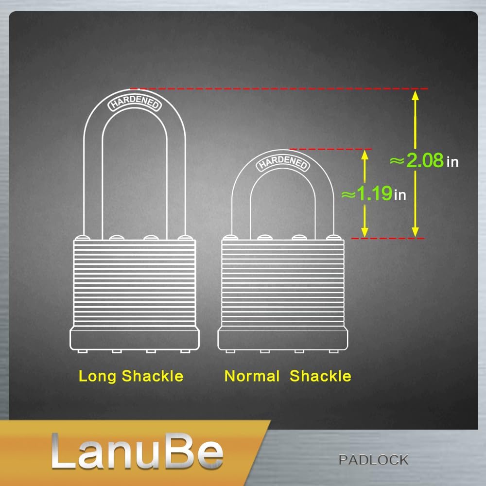 LanuBe Laminated Padlock 1-9/16inch (40mm) Long Shackle 48 Pack Keyed Alike, Blue Plastic Hoop, Bulk Locks for Warehouse, School