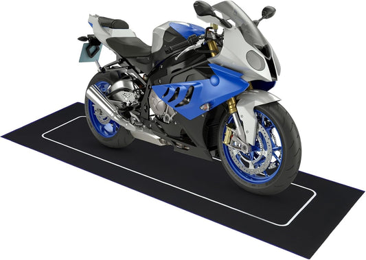 Motorcycle Mat 98 x 31 Inch Garage Floor Rug Washable Parking Mats for Garage Floors Non Slip Oil Absorbent Pad Rubber Backing Layer Protects Floor from Spills Drips Stains (Frame Style)