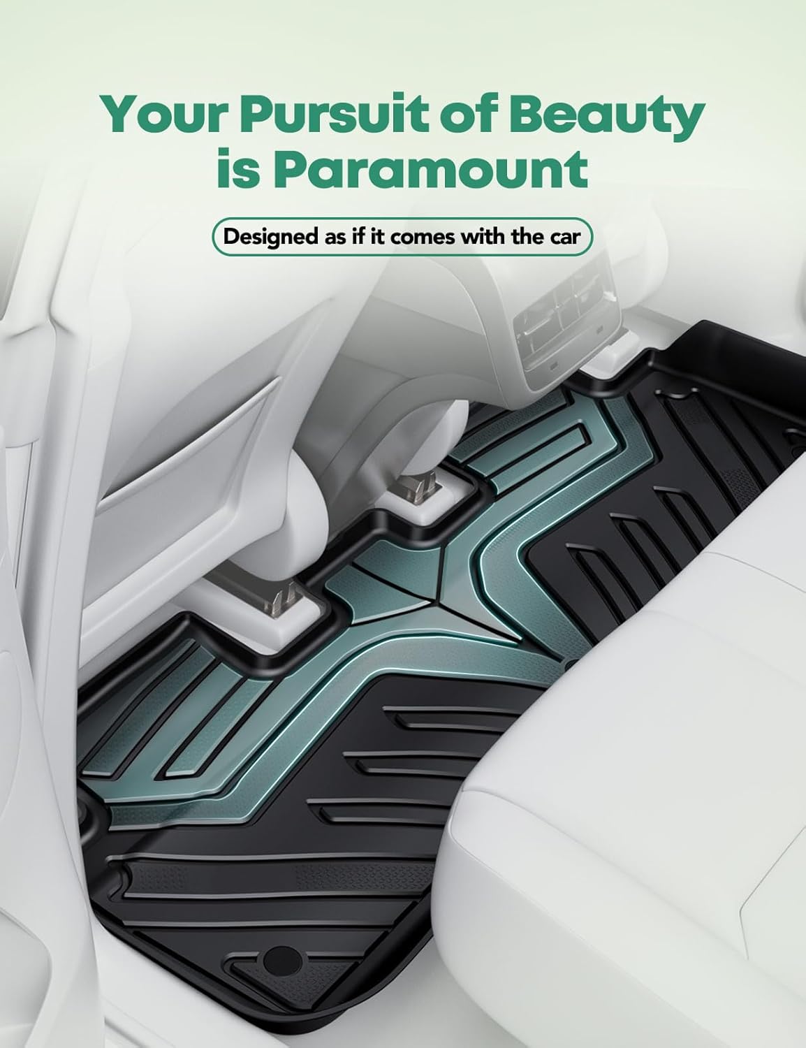 YHTAUTO Custom Fit Car Floor Mats for Tesla Model Y 2025-2020 (5-Seat), Not for Juniper, 1st & 2nd Row All Weather TPE Car Mats Carpet Liners, Anti-Slip Waterproof, Automatic Front Rear Mats for Car