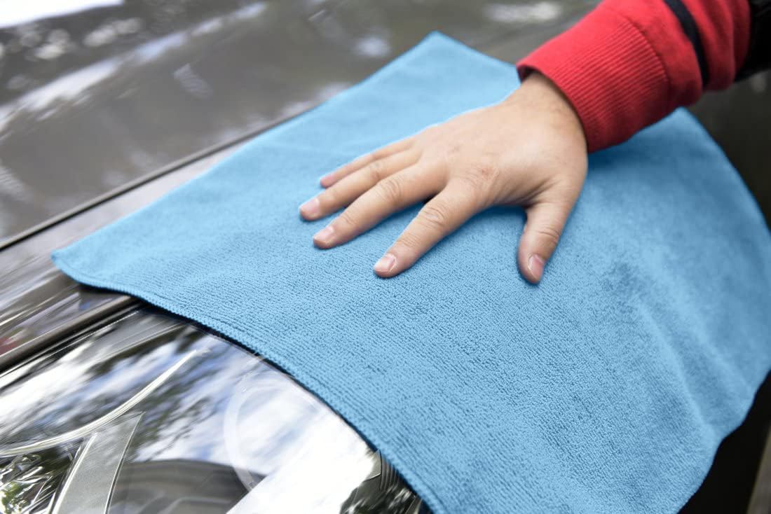 Avalon Towels Microfiber Cleaning Cloths (Value Pack of 48) Size 16" x 16", Highly Absorbent Cleaning Rags, Lint Free Cleaning Towels, Reusable and Washable, Microfiber Towels for Cars (Blue)