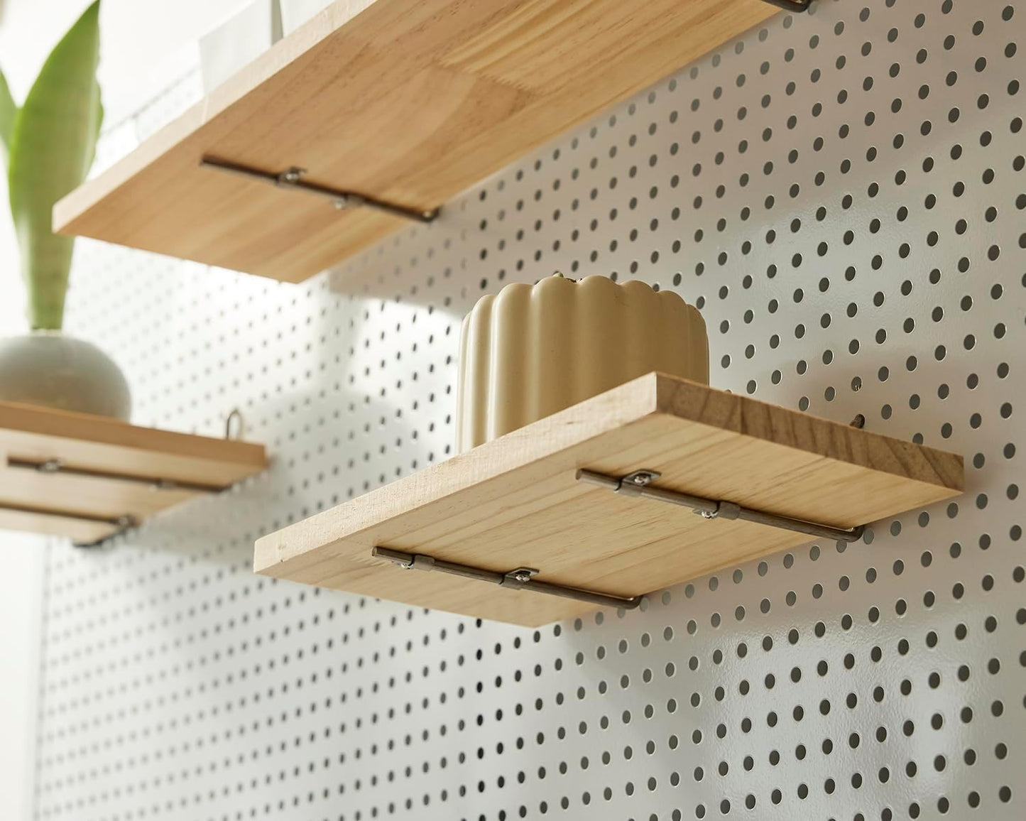 Shelves for PegBoard, Pine Wooden Pegboard Shelf Wall Organizer, Wooden Board for Walls Home, Garage Tool Storage, Office Organization, Kitchen, Craft Room,1 Pack