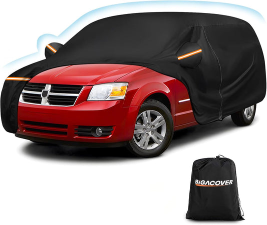 Car Cover for 1984-2020 Dodge Grand Caravan,Chrysler Grand Voyager,1984-2000Plymouth Grand Voyager, Waterproof 210D Oxford Cloth and Cotton Cover Outdoor Full Car Covers