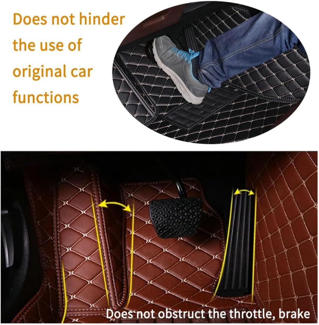 Custom Personalized Floor Mats for Cars，Luxury Full Coverage All Car Floor Mats，Anti-Slip Leather Car Mat Set ，Custom Floor Mats for 99% of Cars, Trucks & SUVs. (Beige and Black)