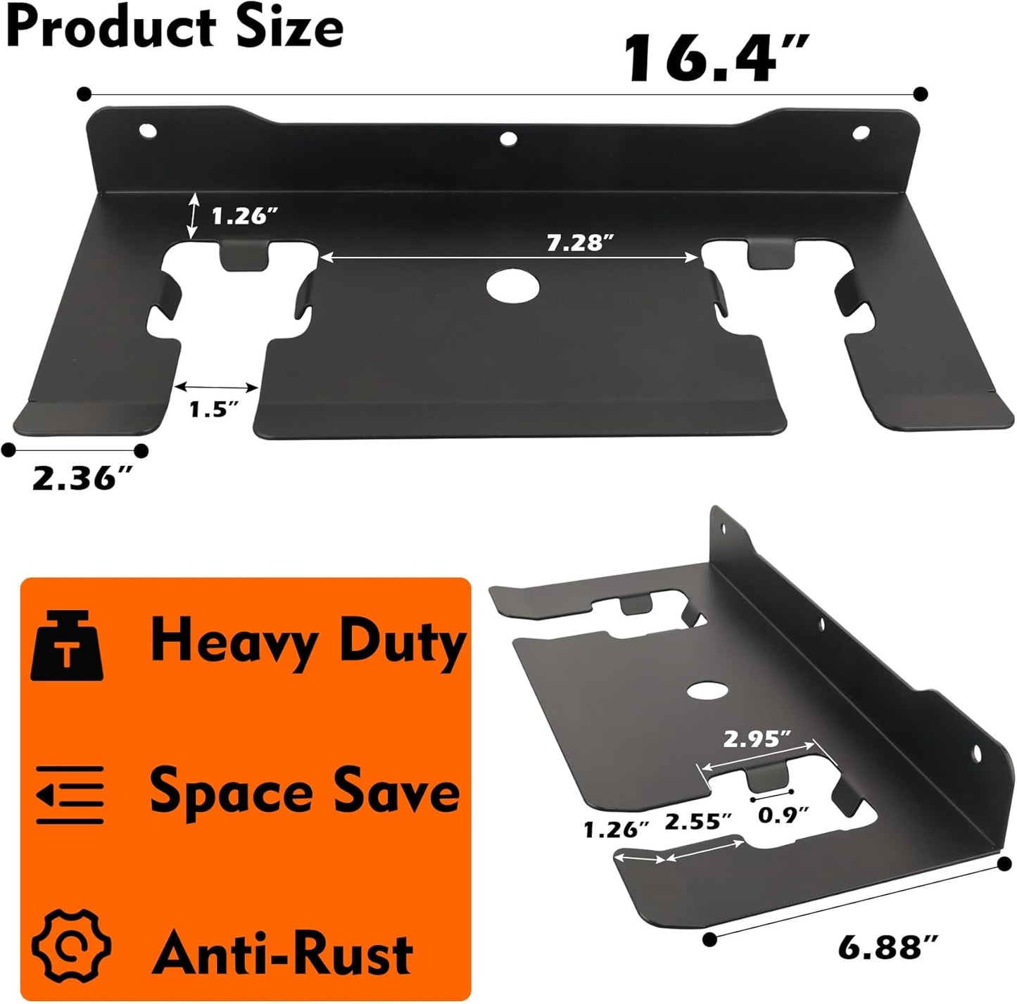 MUTUACTOR Heavy Duty Weed Eater Hanger,Large Opening Garage Organizer Weedeater Rack Wall Mount,Space-Saving Garden Grass Weed Trimmer Rack 2 Slots for Holding Heavy Tools in Shed,Yard or Garden