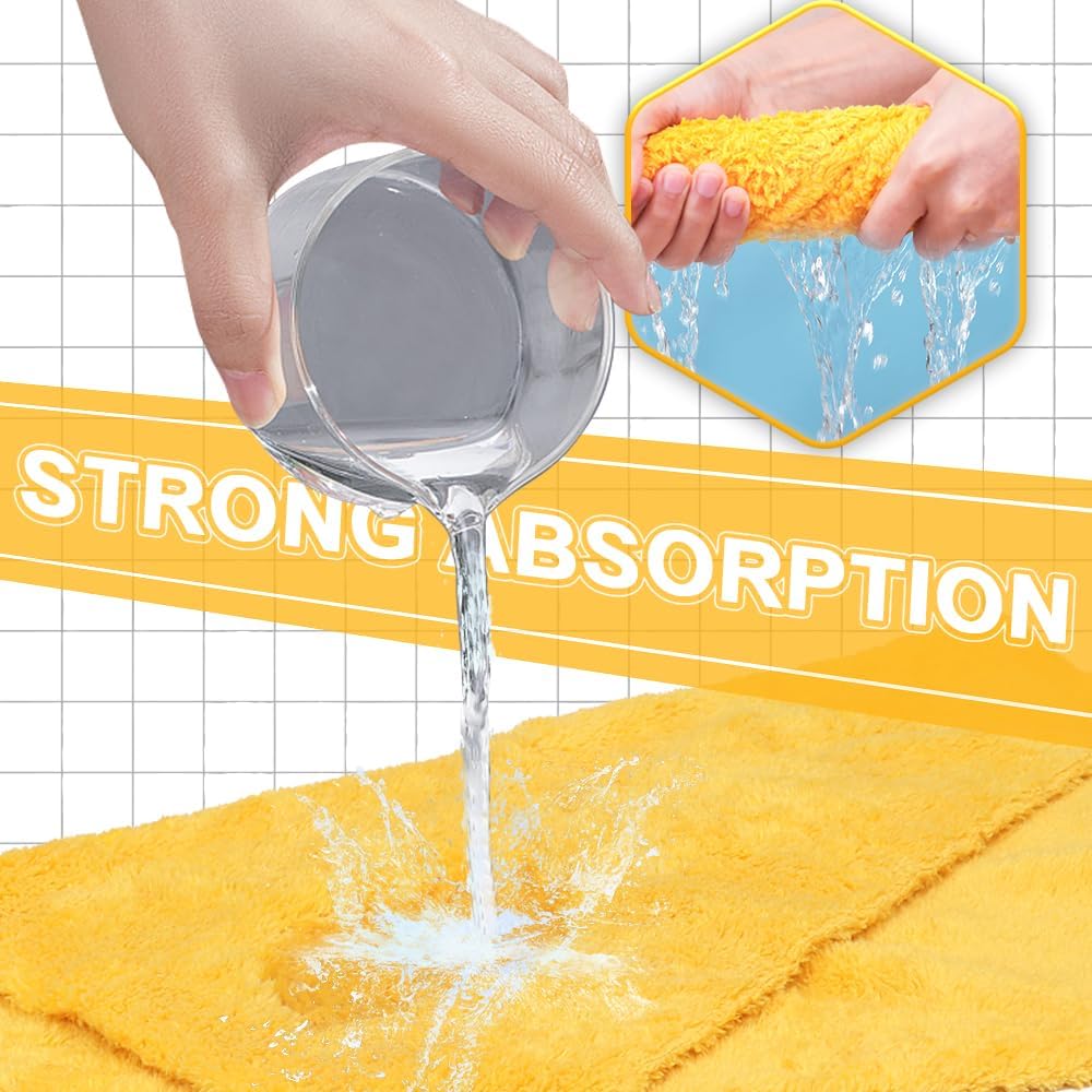 Car Drying Towel(Coral Fleece),for Car Exterior & Interior,Absorbent, Lint-Free, Extra Soft Endless,Reusable and Durable,Microfiber Rags 16in x 16in-Yellow 12 Packs