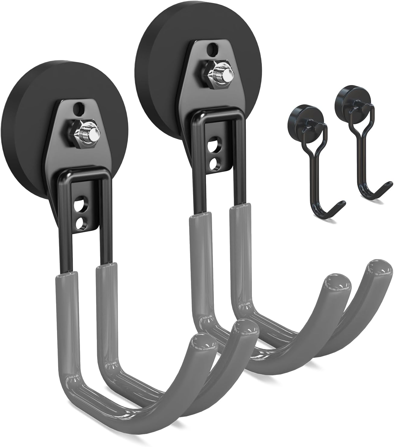 3-H Heavy Duty Magnet Garage Hooks 2 Pack, J Shape Strong Magnetic Hooks for Hanging Cordless Power Drill, Utility Magnetic Tool Holder for Metal Cabinet, Steel Pegboard, Toolbox, Garage(Grey)