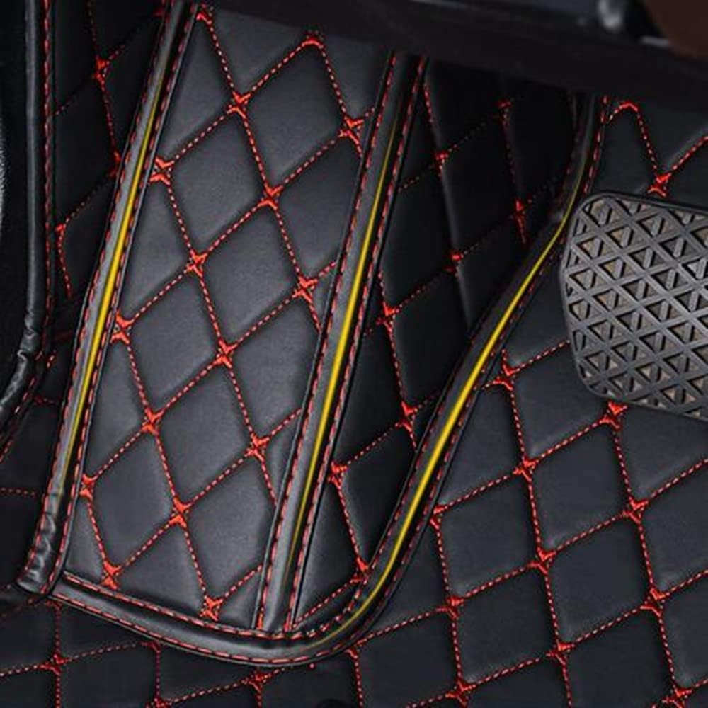 Custom All-Weather Protection Luxury Leather Floor Mats for Cars SUVs Trucks According Anti-Slip Leather Floor mats ﻿ (38,Striped Red)