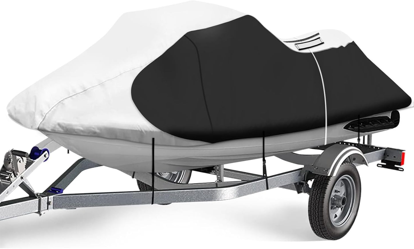 iCOVER Personal Watercraft Cover- Water Proof Heavy Duty Trailerable Jet Ski Covers for Seadoo Kawasaki Yamaha Wave Runner, Fits PWC Models Up to 113in Long