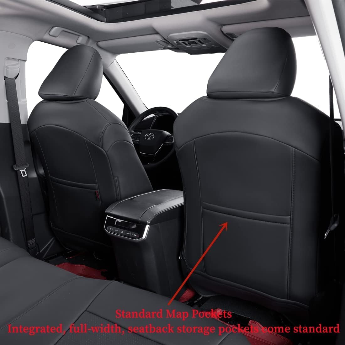 coverdream Custom Fit Camry Car Seat Covers for 2025 Toyota Camry XLE,XSE,Full Coverage Waterproof Leather Seat Protector(Full Set,Black)