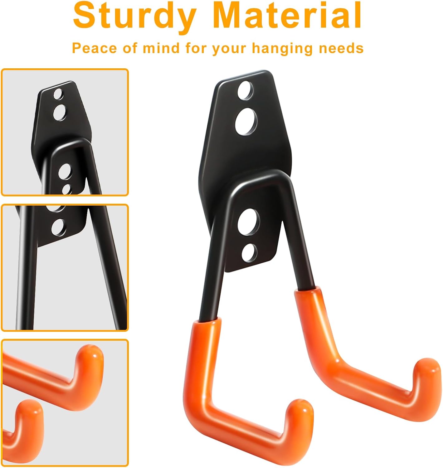 KURUI Heavy Duty Wall Hook for Hanging, 2 Pack Garage Tool Organizer Wall Mount, Metal Garage Storage Hooks for Ladder,Extension,Garden Tool, Small Utility Hook, Hose Holder for Outdoor and Indoors