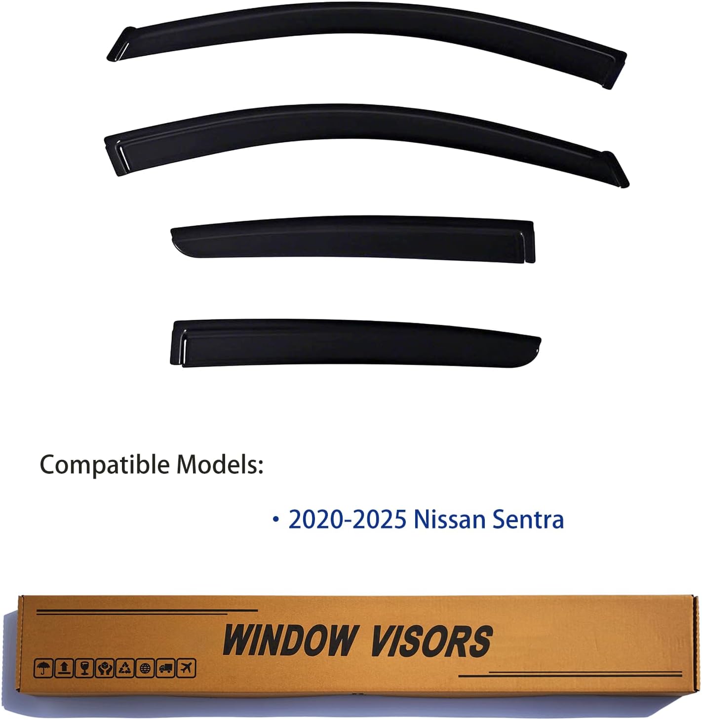 Window Visors Rain Guards fits 2020-2025 Sentra, Out-Channel Window Wind Deflectors Vent Shades Accessories, Dark Smoke 4 Pcs, 2021 2022 2023 2024