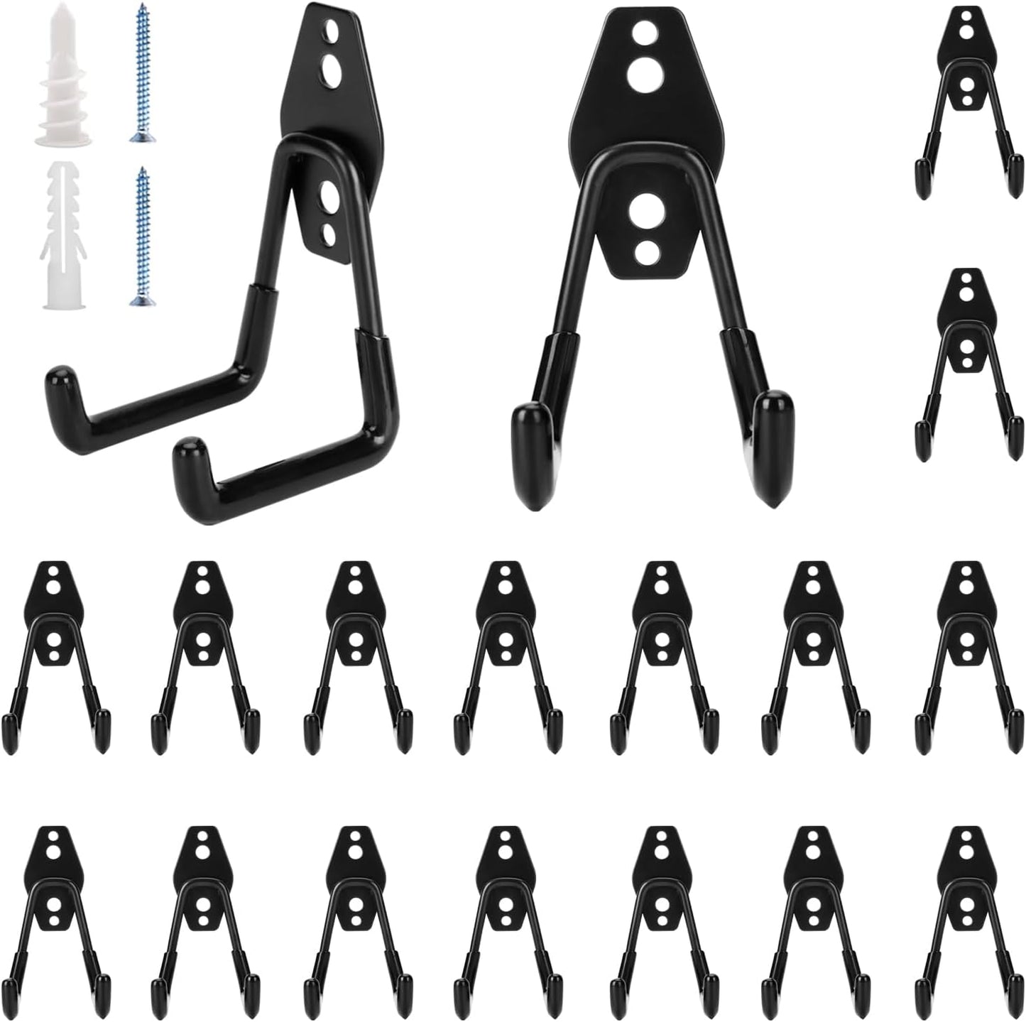 18 Pack Garage Hooks Heavy Duty - Supports 100 lbs, Utility Steel Garage Hanger & Organizer for Organizing Garden Lawn Tools, Ladders, Garden Hose, Digging Shovel, Bikes, Ropes