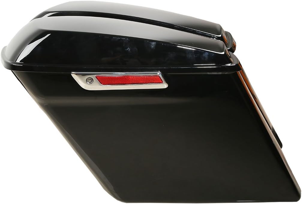 XFMT Vivid Black 5" Stretched Extended Saddlebags Hard Saddle Bags W/Black Conversion Bracket For Harley Softail Heritage Deluxe 1984-2017