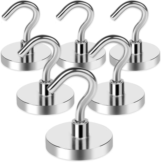 LOVIMAG Magnetic Hooks Havy Duty, 80LBS Strong Magnetic Hooks for Refrigerator, Neodymium Magnet Hooks for Hainging,Magnetic Hanger for Wall, Locker, Cruise Cabins, Grill, Metal Door- 6 Pack