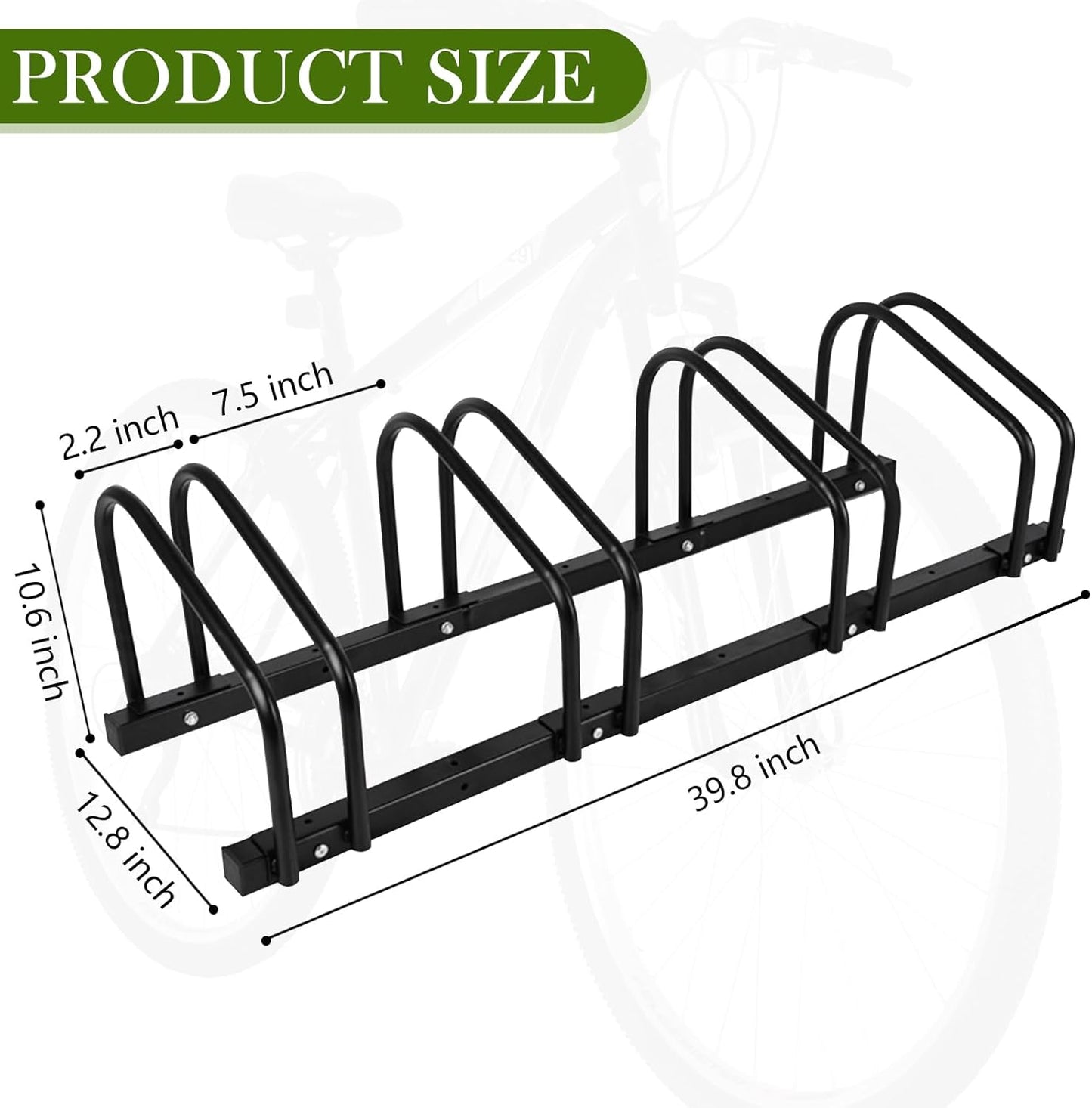 iCool Bikes Floor Bike Stand for 4 Bike, Bike Parking Rack Garage Bike Storage Indoor/Outdoor Stand, Max. Tire Width 2.15"