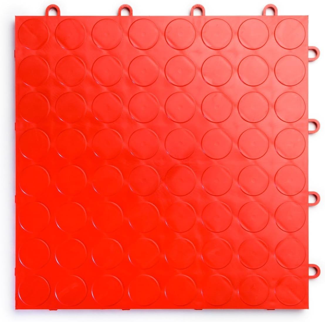Big Floors RaceDeck CircleTrac, Interlocking Non-Slip Garage Flooring Tile, Durable, Modular, Heavy-Duty Copolymer, Easy Install (Red, 24 Pack of 12 x 12" Tiles)