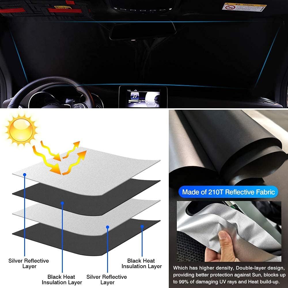 KUST Windshield Sun Shade for Audi Q7 SUV Accessories 2016-2026 Sunshade Sun Visor Protector Blocks UV Rays Foldable Keep Your Car Cooler