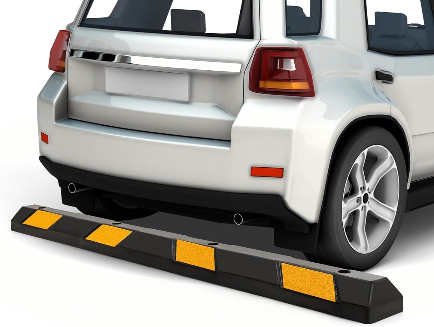 ERGOMASTER Parking Stopper for Garage,72” Rubber Parking Block with 8 High Reflective Yellow Safety Stripes for Vehicles Truck Driveway, Protect Pumpers from Cars Vans Trucks (1 Pack)